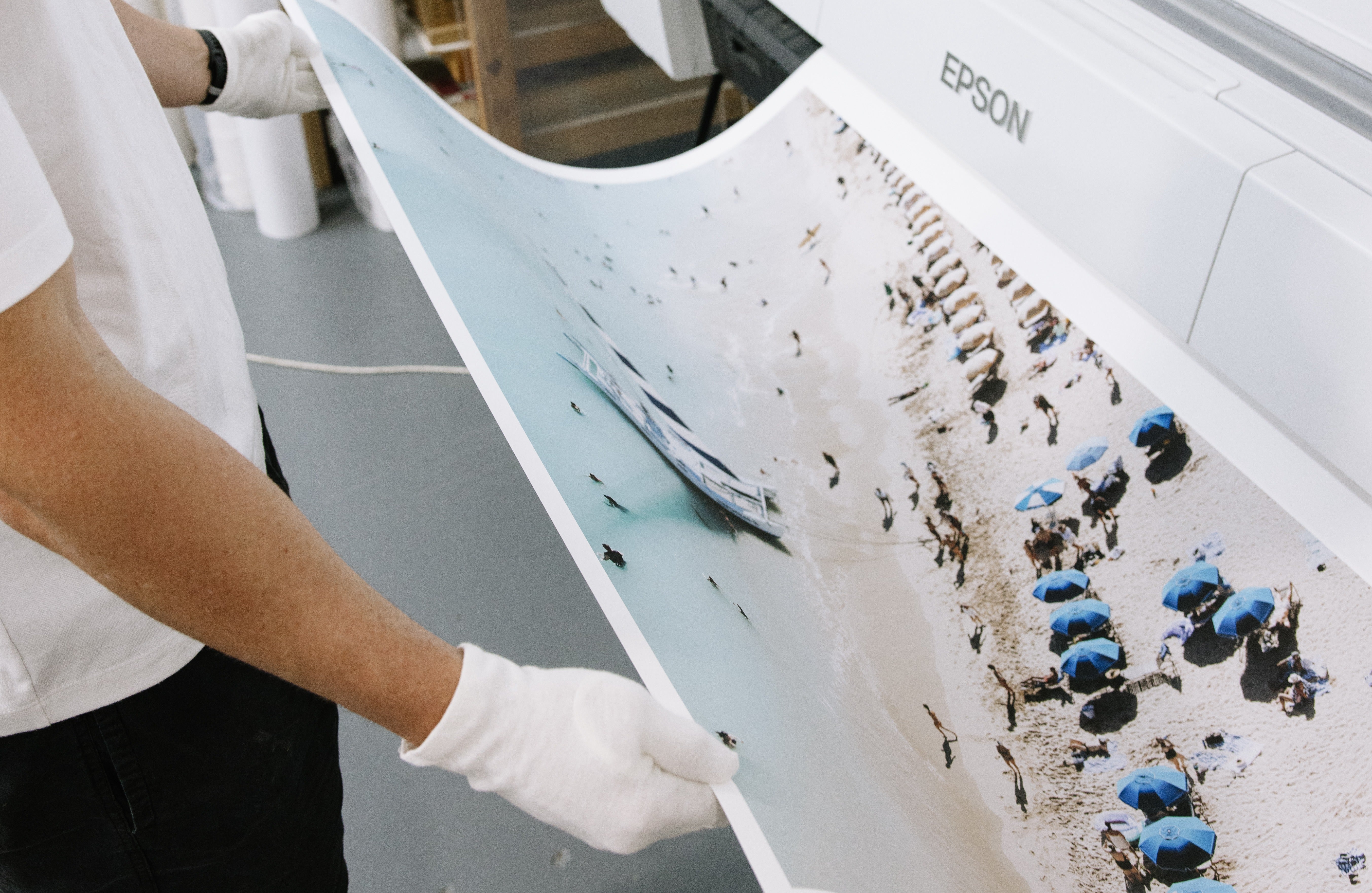 photography being printed from professional printing machine
