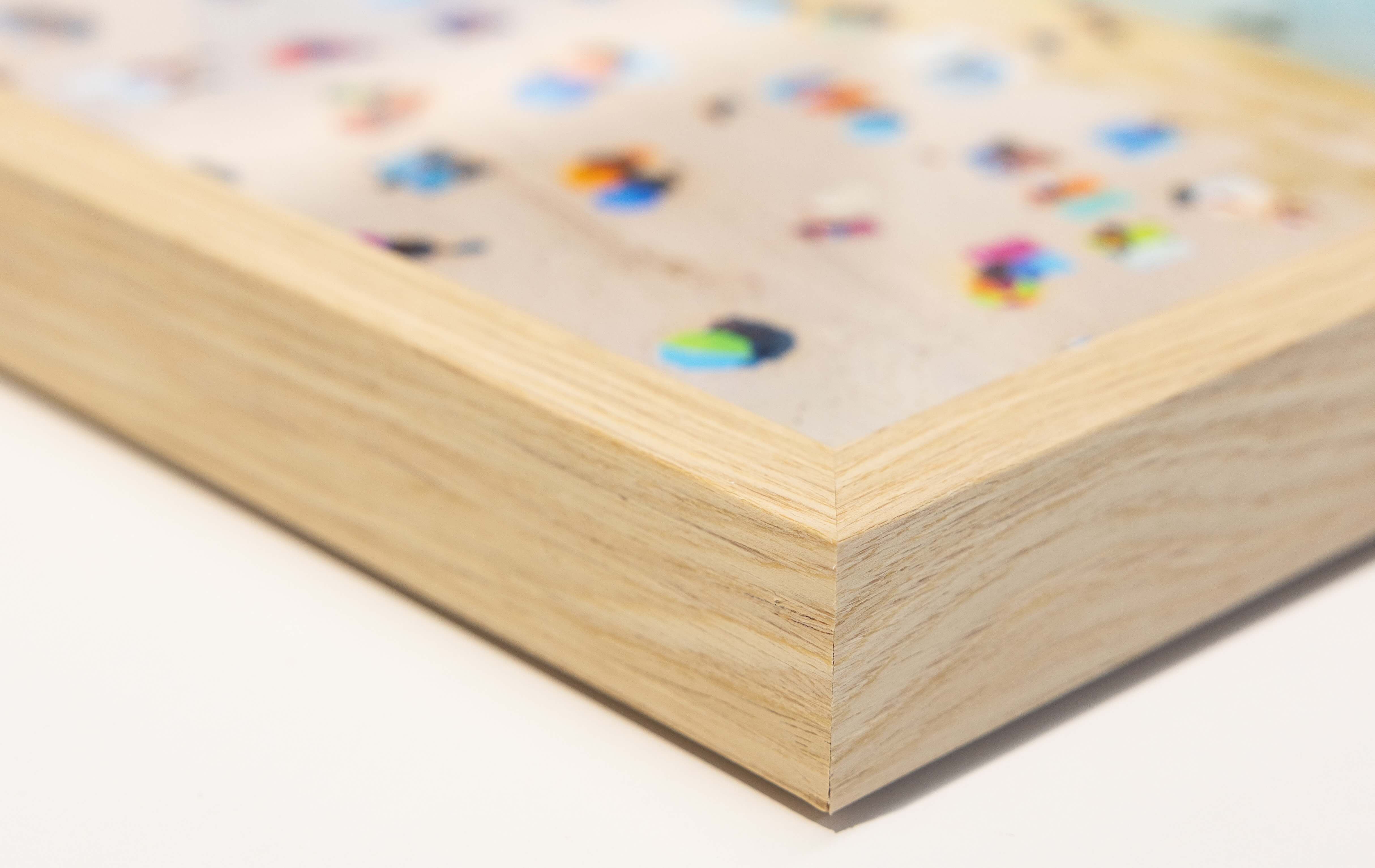 oak photo frame on a white background