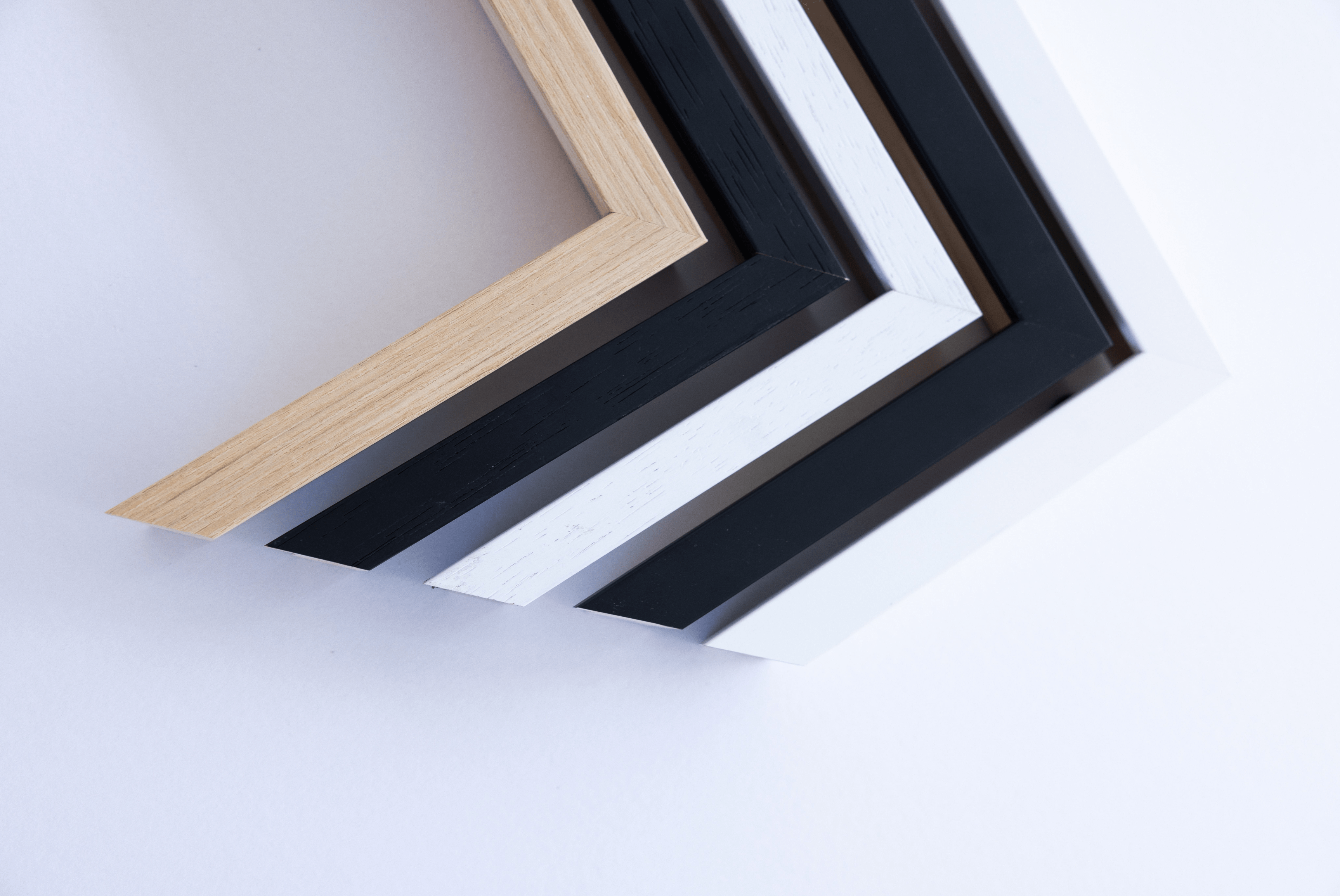 oak photo frame on a white background